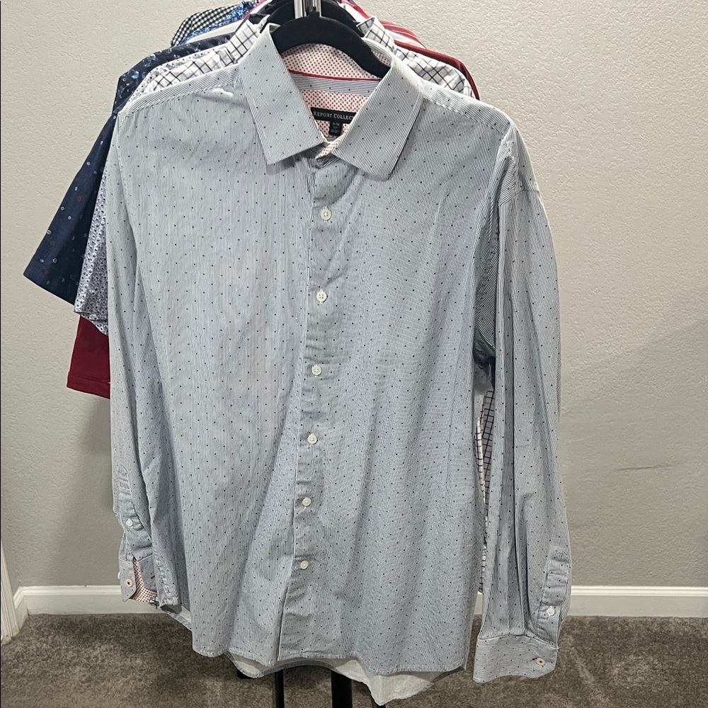 Report Collection Light Blue Patterned Shirt